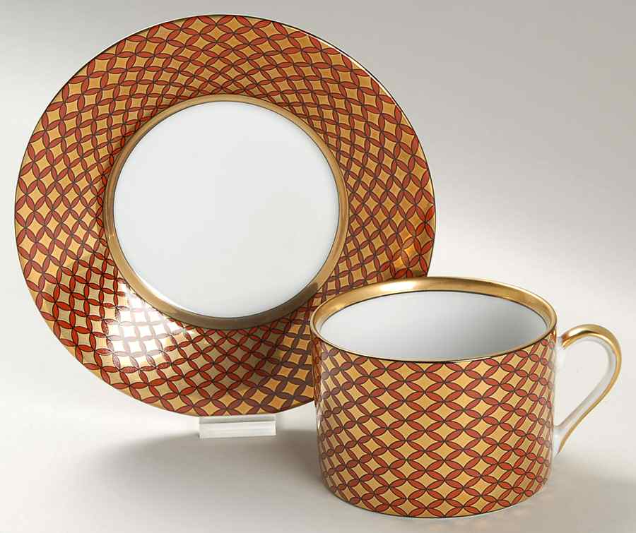 Cherbourg Terra Cotta Flat Cup & Saucer Set by Fitz & Floyd-1