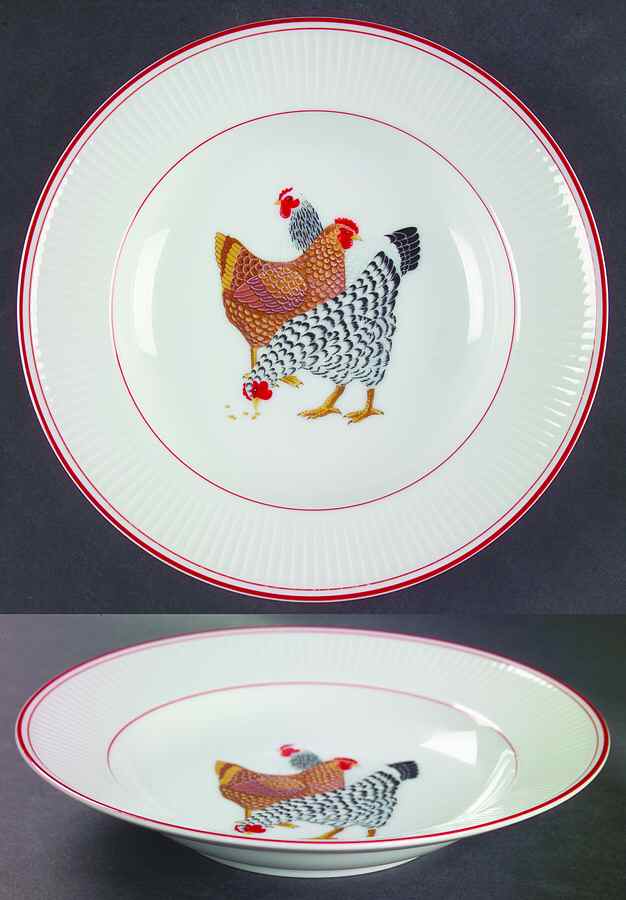 Chicken Fricassee Large Rim Soup Bowl by Fitz & Floyd-1