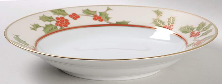 Christmas Holly Large Rim Soup Bowl by Fitz & Floyd-1