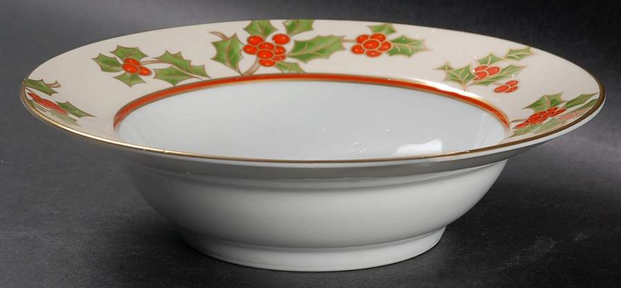 Christmas Holly Rim Cereal Bowl by Fitz & Floyd-1