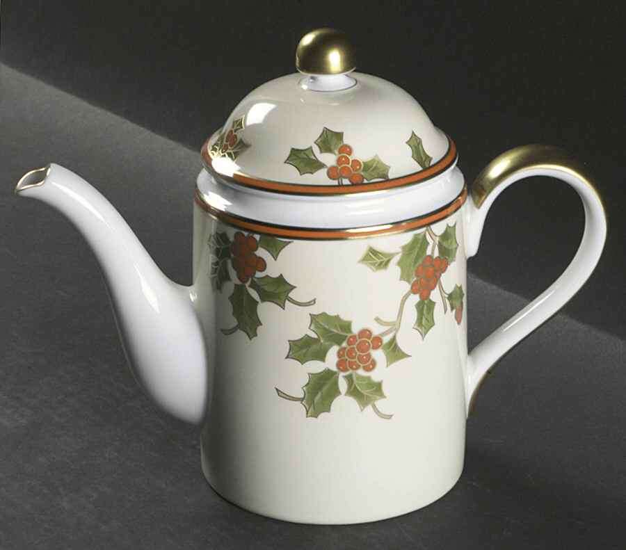 Christmas Holly Coffee Pot & Lid by Fitz & Floyd-1