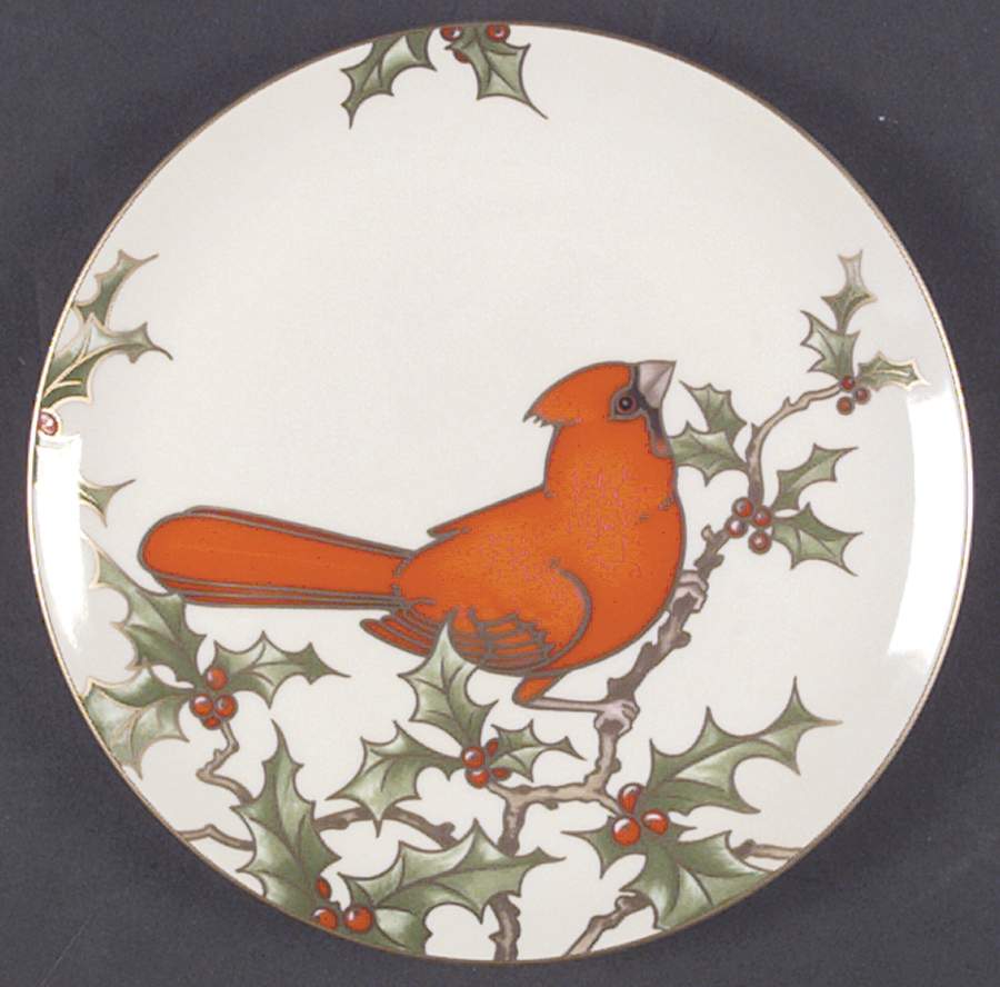 Christmas Holly Cardinal Salad Plate by Fitz & Floyd-1