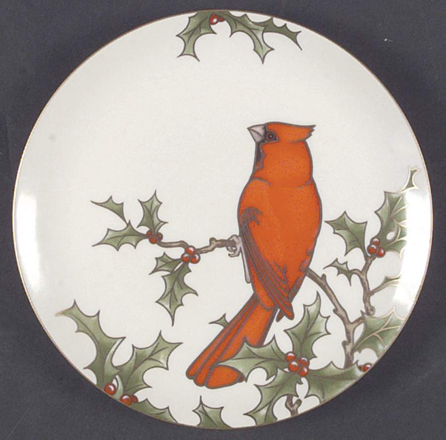 Christmas Holly Cardinal Salad Plate by Fitz & Floyd-1