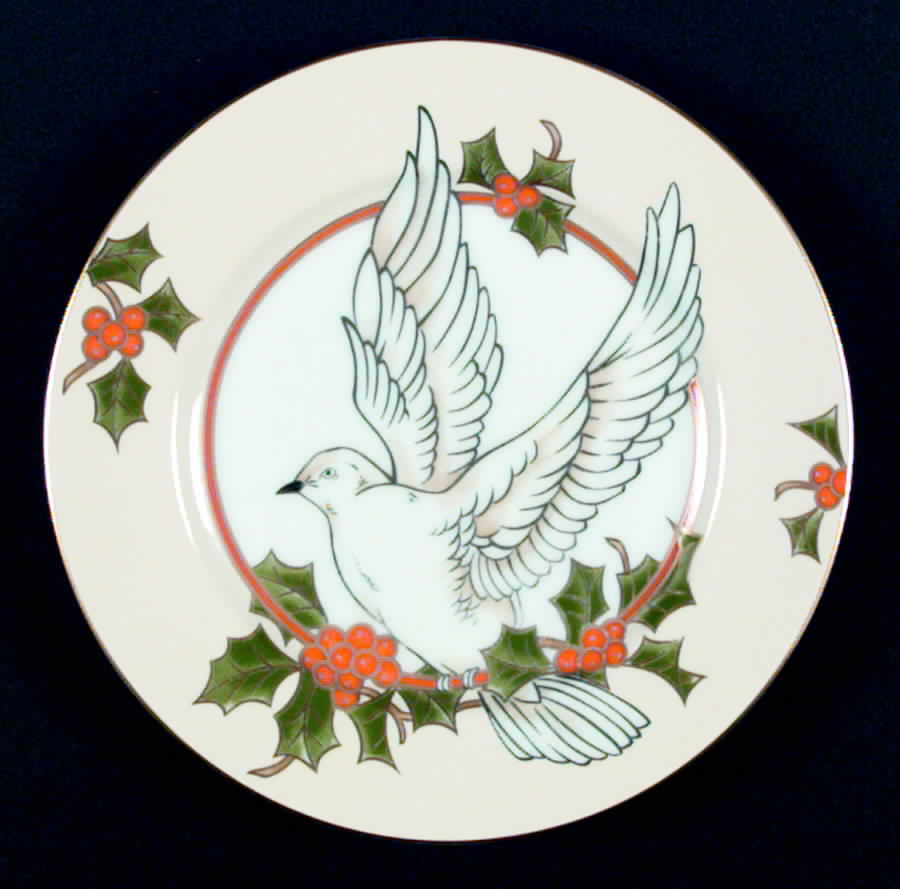 Christmas Holly Dove Salad Plate by Fitz & Floyd-1