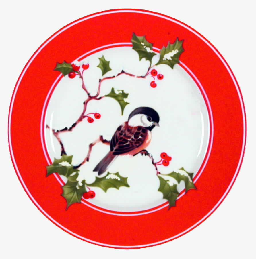 Christmas Chickadees Salad Plate by Fitz & Floyd-1