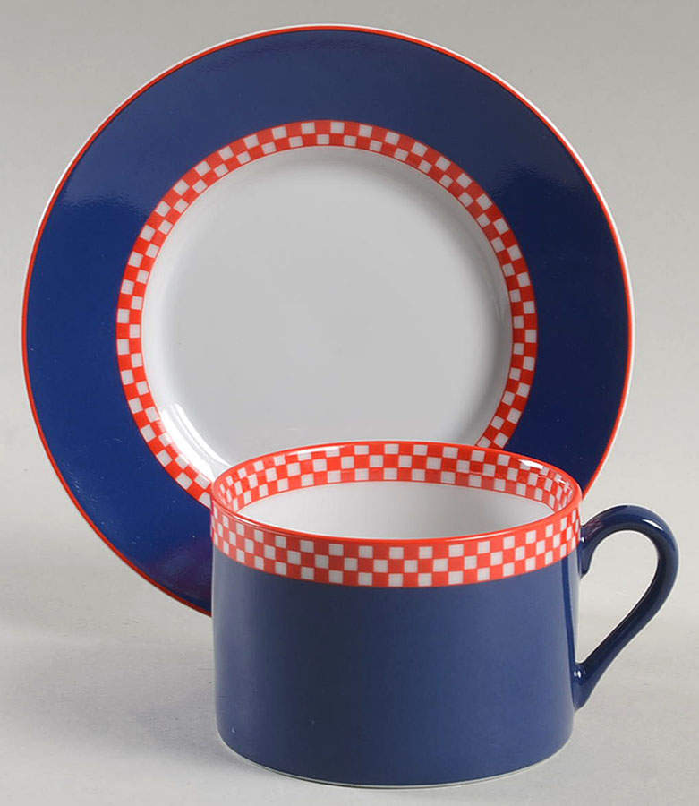 Chequers Plus Flat Cup & Saucer Set by Fitz & Floyd-1