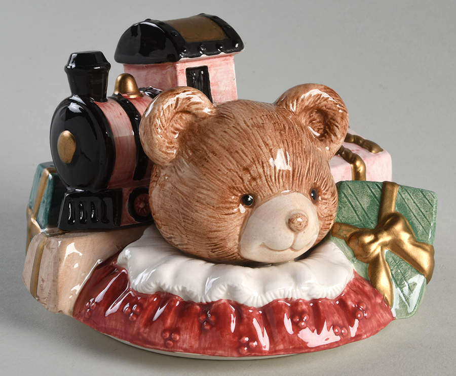 Christmas Quilt Lid for Figural Cookie Jar by Fitz & Floyd-1