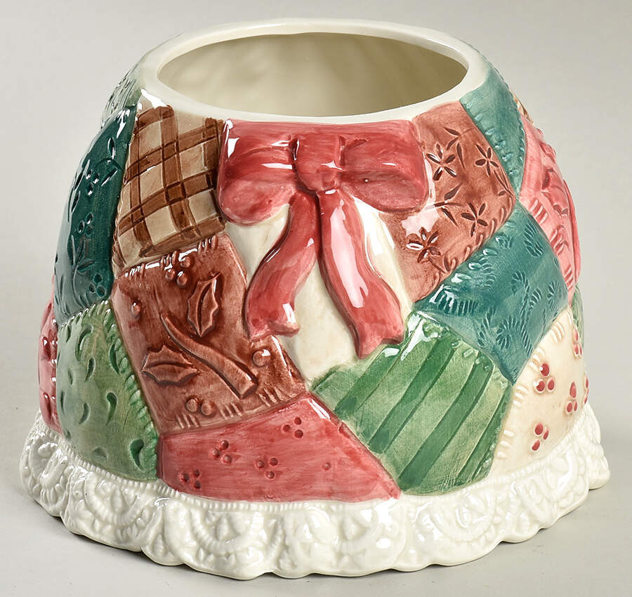 Christmas Quilt Figural Cookie Jar No Lid by Fitz & Floyd-1