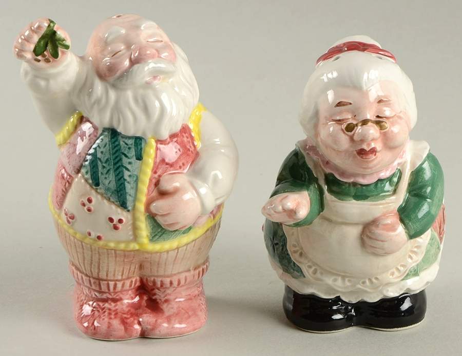 Christmas Quilt Figural Salt and Pepper by Fitz & Floyd-1