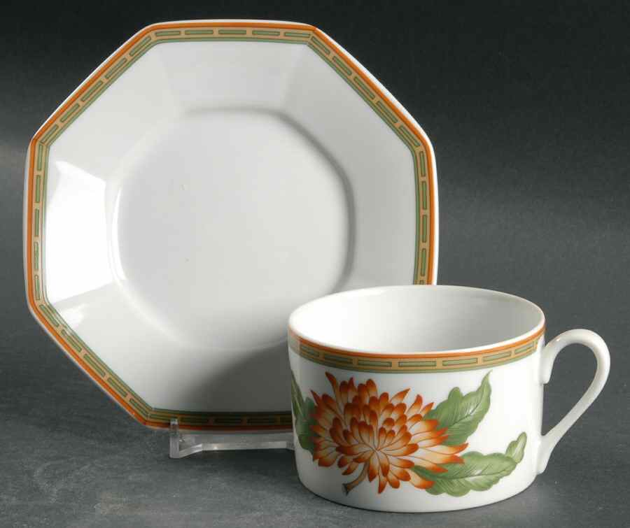 Chrysantheme Flat Cup & Saucer Set by Fitz & Floyd-1