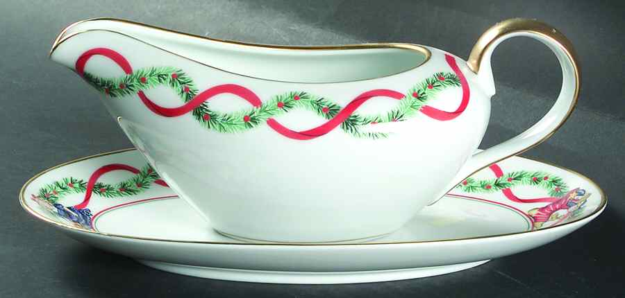 Christmas Wonderland Gravy Boat & Underplate/Relish by Fitz & Floyd-1