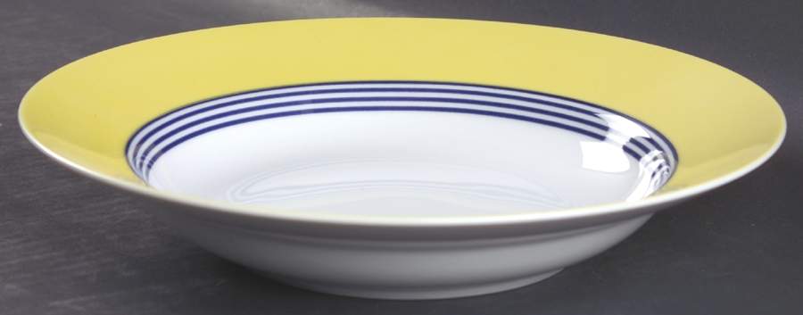 Circa Yellow and Blue Rings Large Rim Soup Bowl by Fitz and Floyd-1