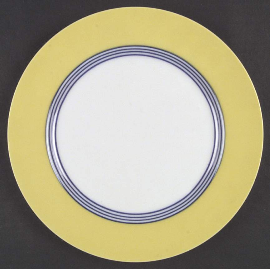 Circa Yellow and Blue Rings Dinner Plate by Fitz and Floyd-1