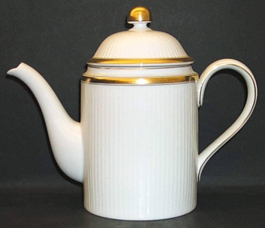 Classique d'Or White (Gold Ring, Verge and Trim) Coffee Pot & Lid by Fitz & Floyd-1