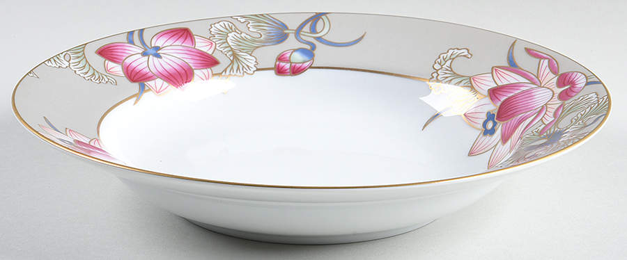Cloisonne Lotus (Silver Satin) Large Rim Soup Bowl by Fitz & Floyd-1