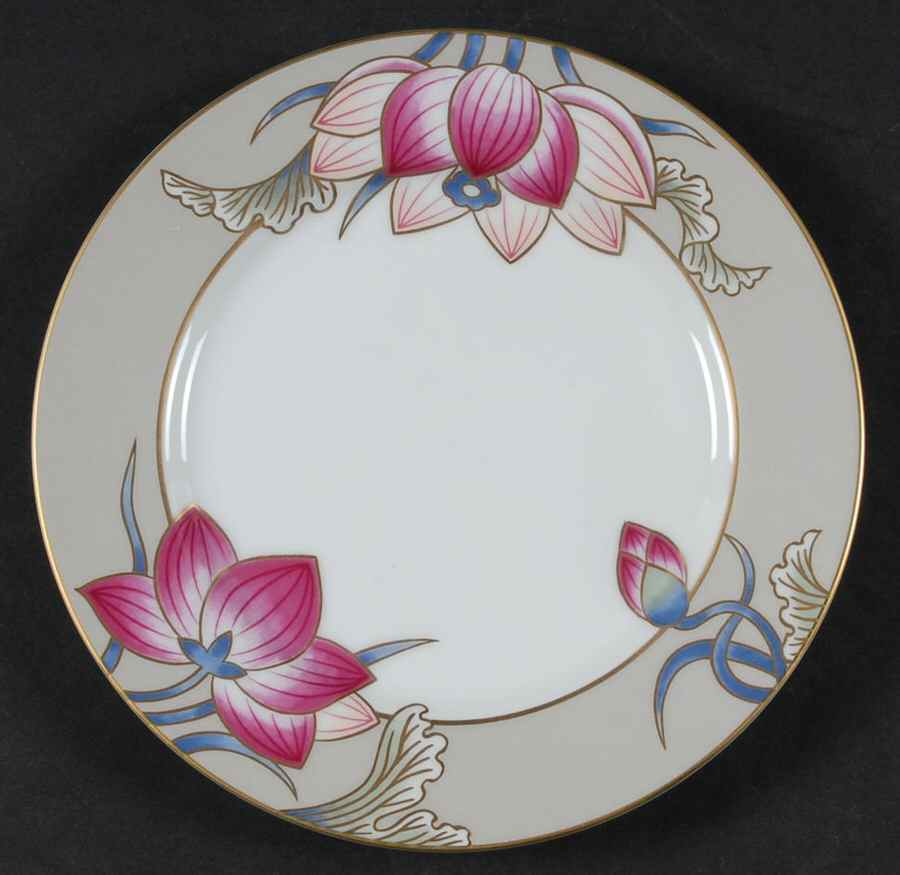 Cloisonne Lotus (Silver Satin) Bread & Butter Plate by Fitz & Floyd-1
