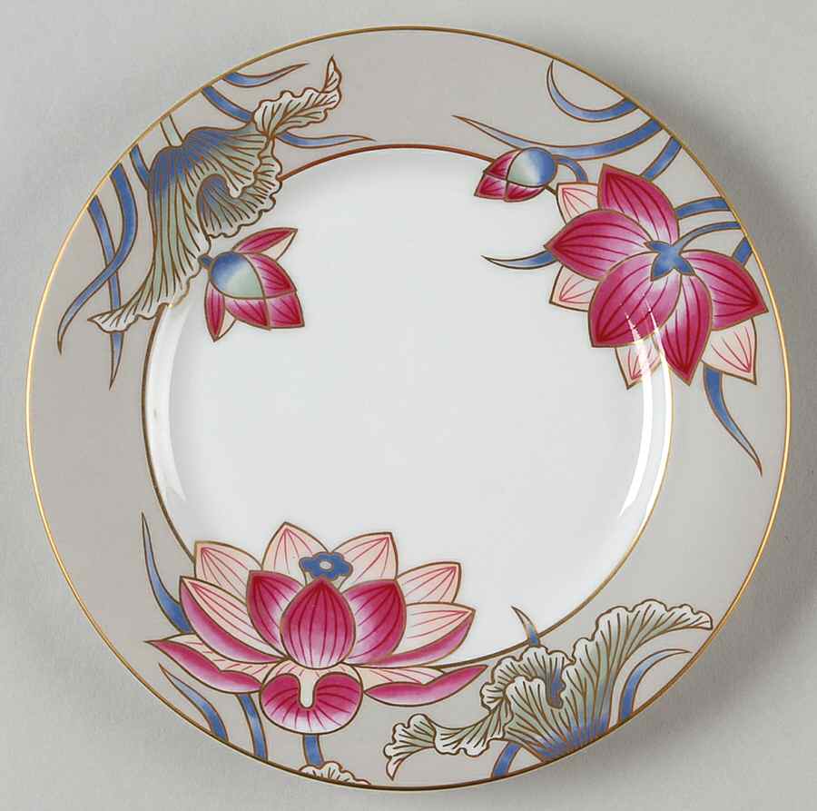 Cloisonne Lotus (Silver Satin) Salad Plate by Fitz & Floyd-1