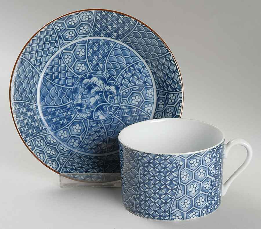 Cloisonne Flat Cup & Saucer Set by Fitz & Floyd-1
