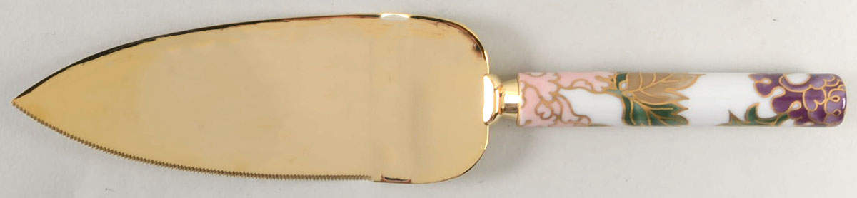 Cloisonne Peony White Pie & Cake Server with Stainless Blade by Fitz & Floyd-1