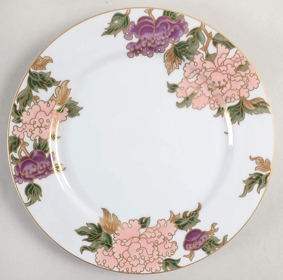 Cloisonne Peony White Dinner Plate by Fitz & Floyd-1