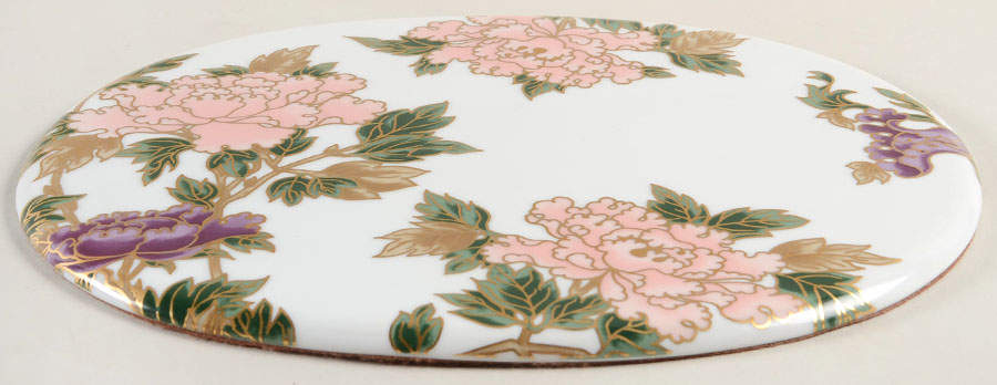 Cloisonne Peony White Trivet by Fitz & Floyd-1