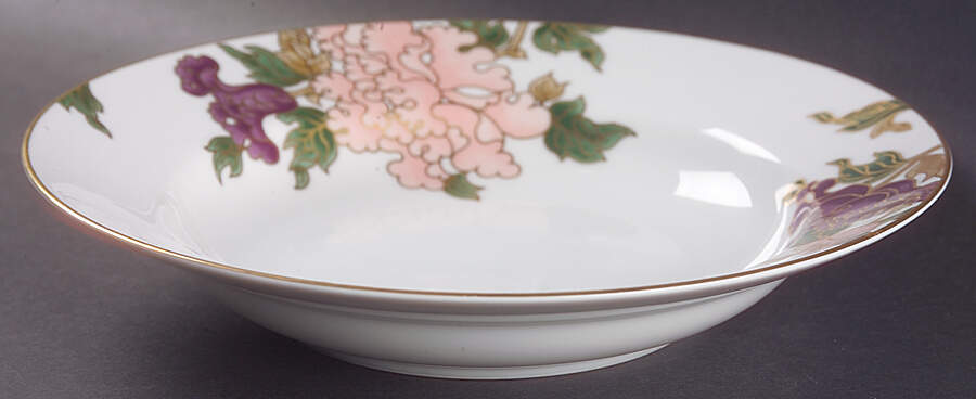 Cloisonne Peony White Large Rim Soup Bowl by Fitz & Floyd-1