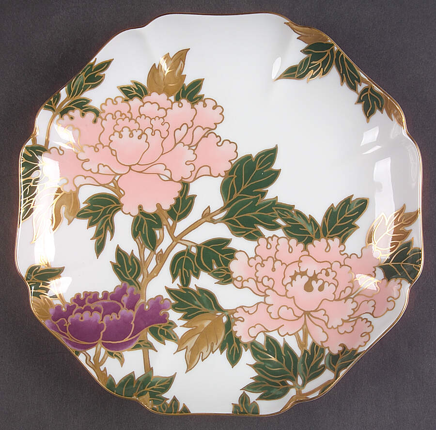 Cloisonne Peony White Cookie Plate by Fitz & Floyd-1