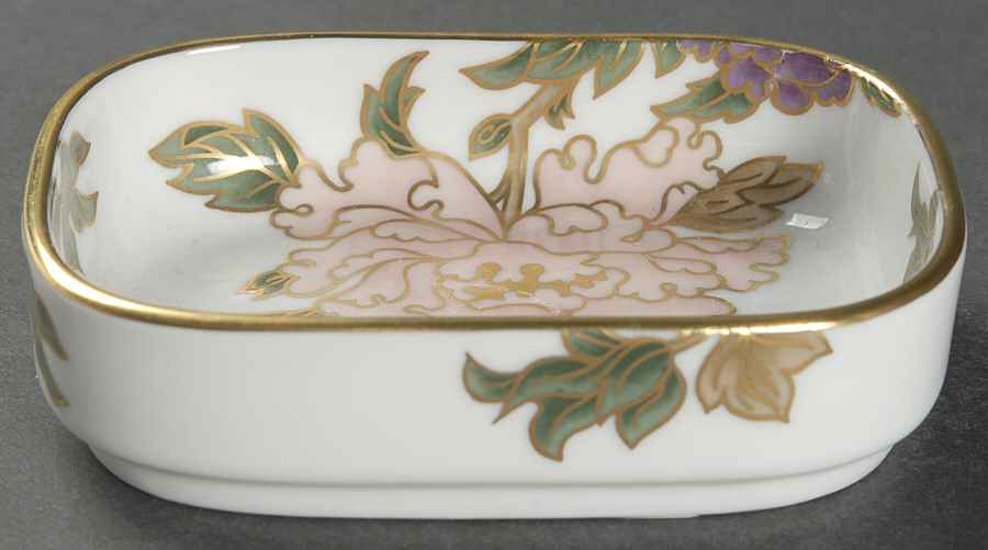 Cloisonne Peony White Soap Dish by Fitz & Floyd-1
