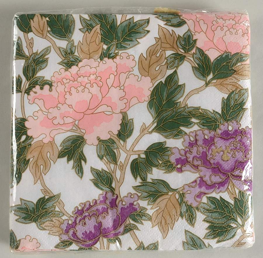 Cloisonne Peony White Package of Paper Luncheon Napkins by Fitz & Floyd-1