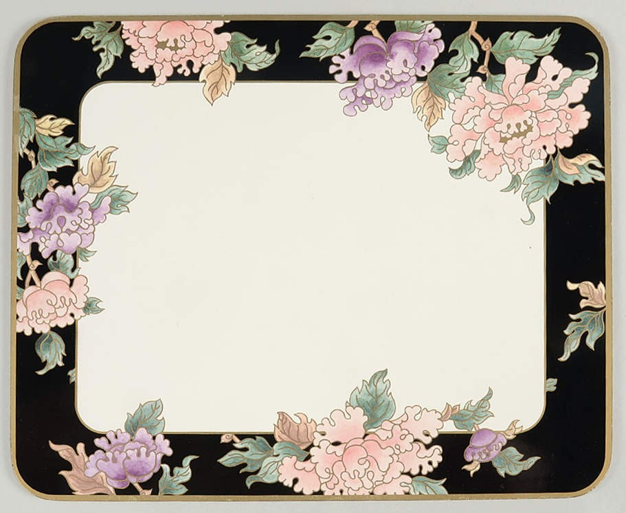 Cloisonne Peony Black Corkboard Placemat by Fitz & Floyd-1