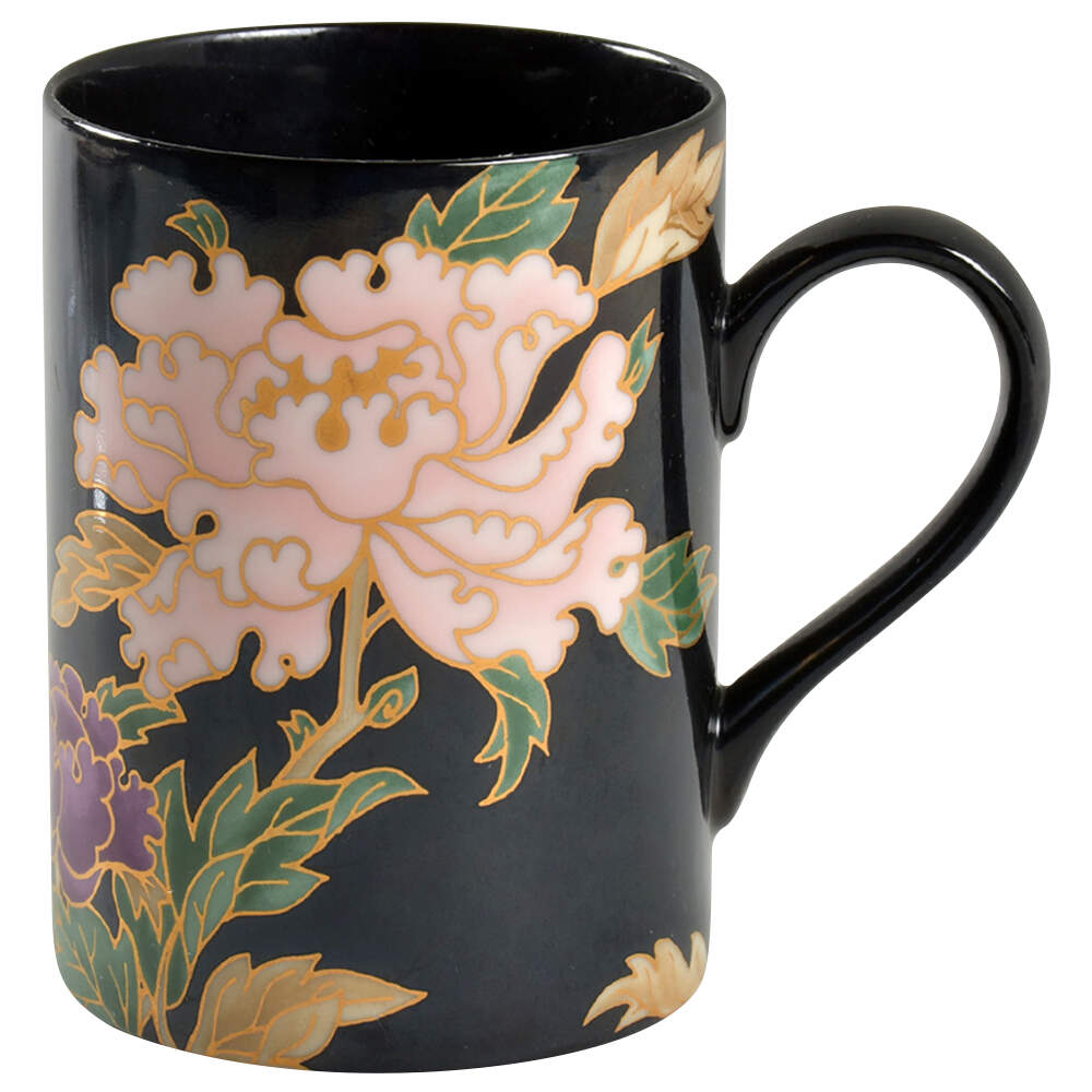 Cloisonne Peony Black Mug by Fitz & Floyd-1