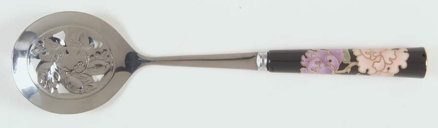 Cloisonne Peony Black Tomato with Server with Stainless Blade by Fitz & Floyd-1