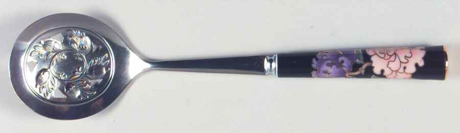 Cloisonne Peony Black Cranberry Server W/Stainless Bowl by Fitz & Floyd-1