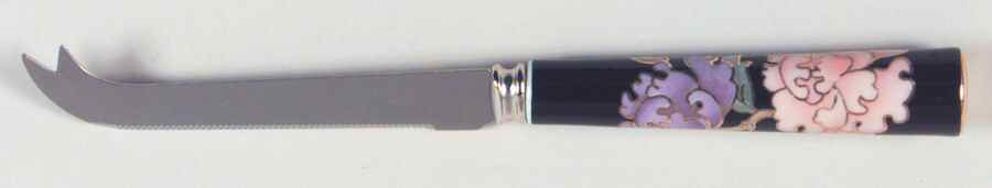 Cloisonne Peony Black Cheese Knife with Stainless Blade by Fitz & Floyd-1