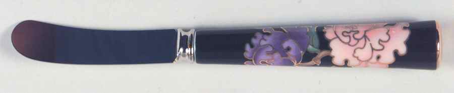 Cloisonne Peony Black Canape Spreader by Fitz & Floyd-1