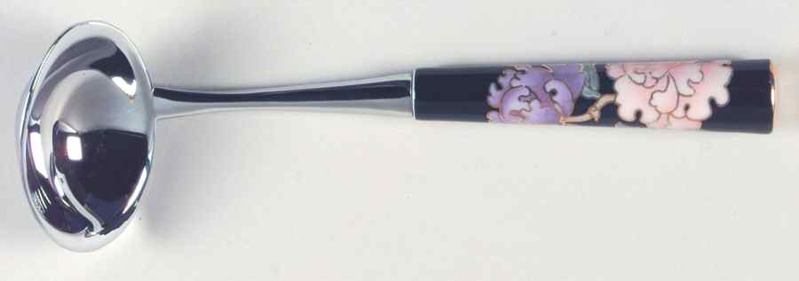 Cloisonne Peony Black Gravy Ladle with Stainless Bowl by Fitz & Floyd-1