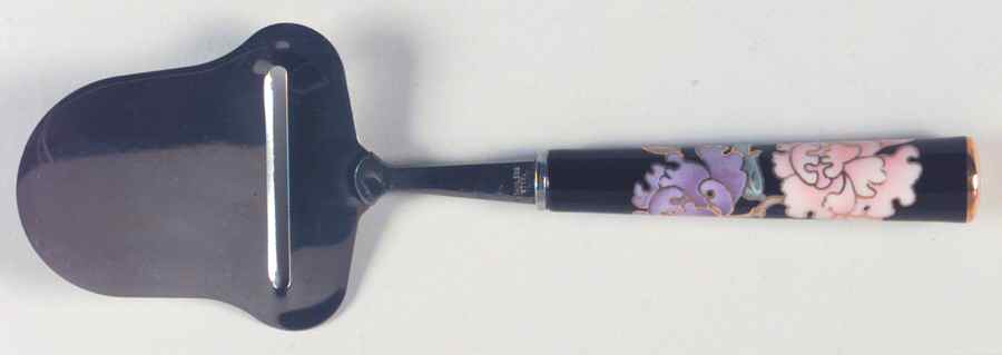 Cloisonne Peony Black Cheese Plane with Stainless Plane by Fitz & Floyd-1
