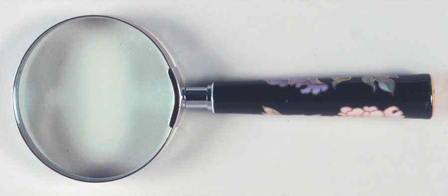 Cloisonne Peony Black Magnifying Glass w/Ceramic Handle by Fitz & Floyd-1