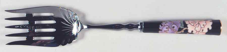 Cloisonne Peony Black Cold Meat Fork by Fitz & Floyd-1