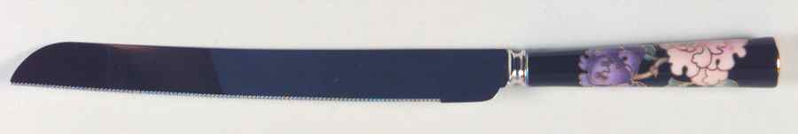 Cloisonne Peony Black Cake Knife/Server with Stainless Blade by Fitz & Floyd-1