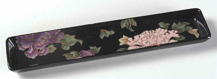 Cloisonne Peony Black Pen Tray by Fitz & Floyd-1