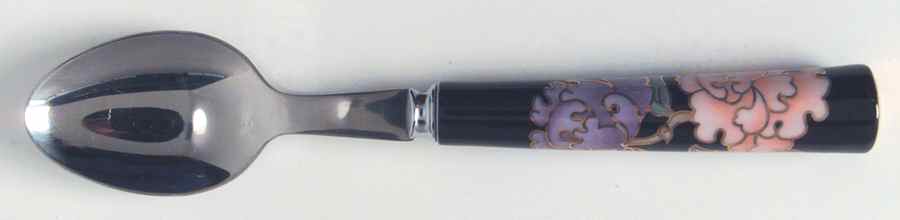 Cloisonne Peony Black Place/Oval Soup Spoon by Fitz & Floyd-1