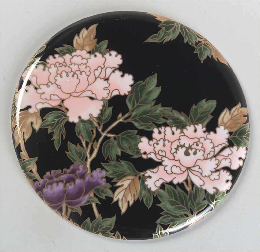 Cloisonne Peony Black Trivet by Fitz & Floyd-1
