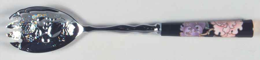 Cloisonne Peony Black Salad Serving Fork with Stainless Prongs by Fitz & Floyd-1