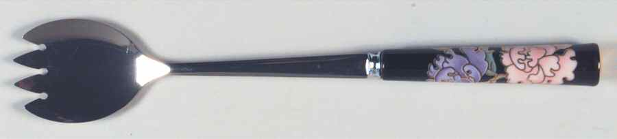 Cloisonne Peony Black Salad Serving Fork with Stainless Prongs by Fitz & Floyd-1