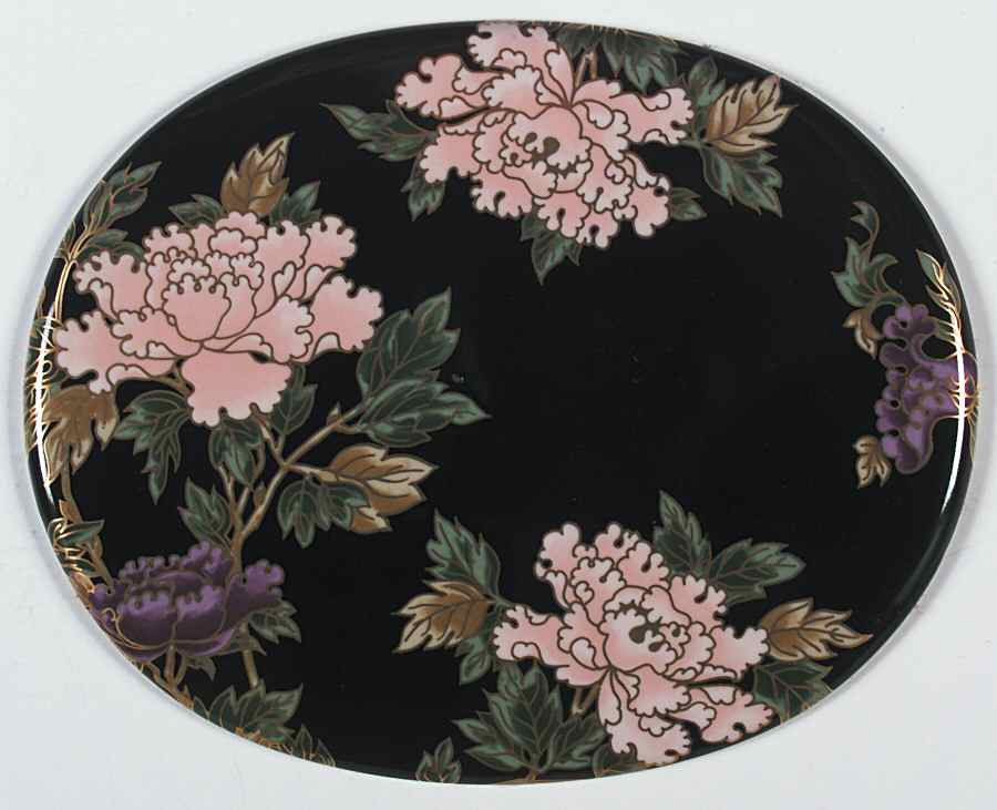 Cloisonne Peony Black Trivet by Fitz & Floyd-1