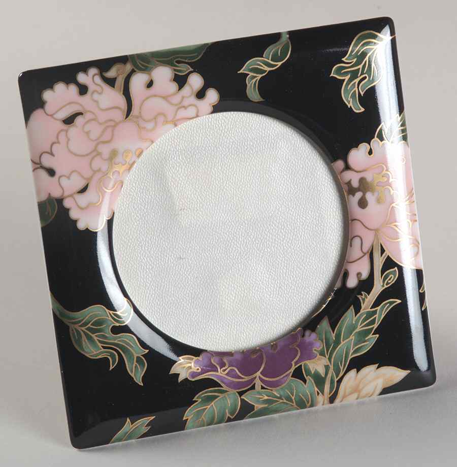 Cloisonne Peony Black Frame-Holds 3" X 3" by Fitz & Floyd-1