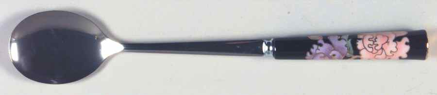 Cloisonne Peony Black Salad Serving Spoon with Stainless Bowl by Fitz & Floyd-1