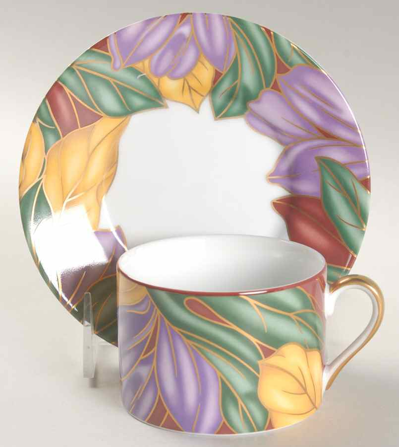 Cloisonne Tropicana Flat Cup & Saucer Set by Fitz & Floyd-1