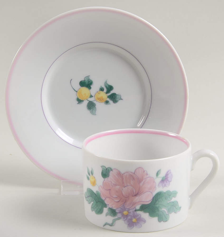 Country Bouquet Flat Cup & Saucer Set by Fitz & Floyd-1